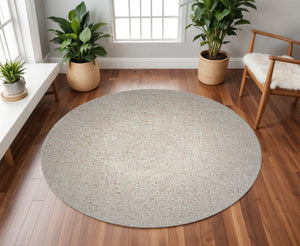 HomeRoots 8' Ivory Hand-Woven Round Rug – Timeless Artisanal Design for Elegant Living Spaces and Durability 8' Round 349779