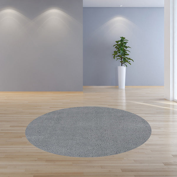Homeroots 8' Round  Polyester Grey Area Rug  Polyester 349781