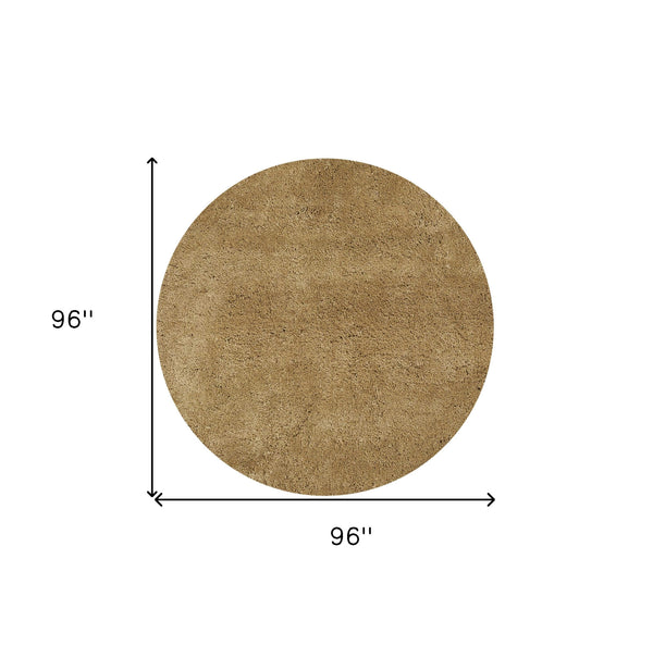 Homeroots 8' Round  Polyester Gold Area Rug  Polyester 349785