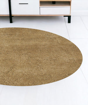 Homeroots 8' Round  Polyester Gold Area Rug  Polyester 349785