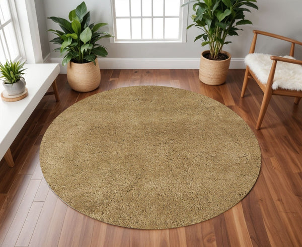 HomeRoots 8' Gold Hand-Woven Round Rug - Elevate Your Space with Unique Artistry, Comfort, and Timeless Style 8' Round 349785