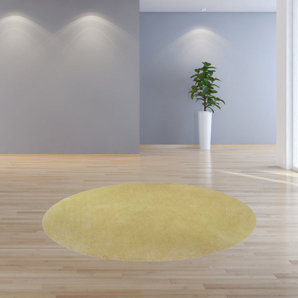Homeroots 8' Canary Yellow Round Indoor Shag Rug  Polyester 349788