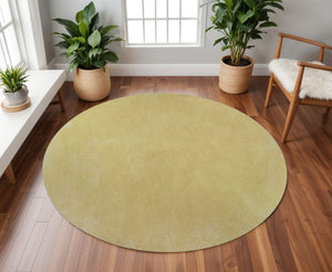 HomeRoots 8' Hand-Woven Canary Yellow Round Rug – Artisan Crafted, Durable, and Stylish for Any Space 8' Round 349788