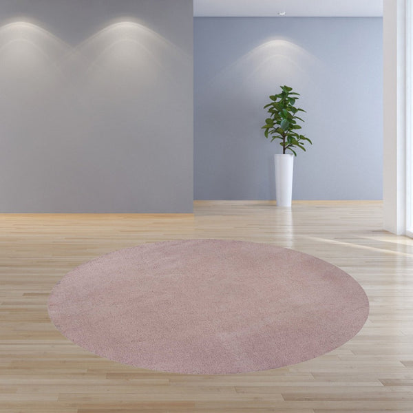 HomeRoots 8' Hand-Woven Pink Round Rug - Artisanal Charm, Soft Polyester, Durable & Stylish for Any Space 8' Round 349789