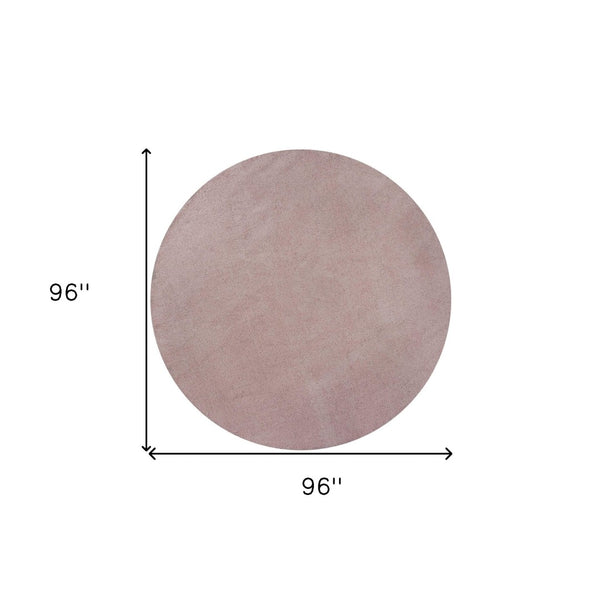 HomeRoots 8' Hand-Woven Pink Round Rug - Artisanal Charm, Soft Polyester, Durable & Stylish for Any Space 8' Round 349789