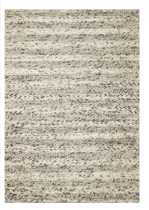 HomeRoots 5' Hand-Woven Gray and Ivory Wool Striped Area Rug for Timeless Elegance and Cozy Comfort 5' X 7' 349790