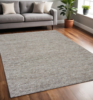 HomeRoots 5' Natural Wool Hand-Woven Area Rug - Artisan Crafted for Comfort, Style, and Lasting Durability 5' X 7' 349792