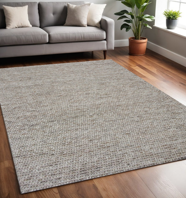 HomeRoots 5' Natural Wool Hand-Woven Area Rug - Artisan Crafted for Comfort, Style, and Lasting Durability 5' X 7' 349792