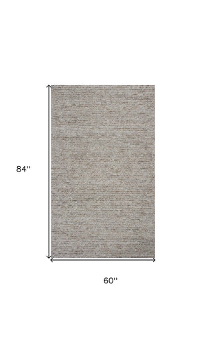Homeroots 5' X 7'  Natural Wool Boucle Berber Style Area Rug  Wool 349792