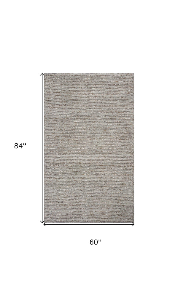 Homeroots 5' X 7'  Natural Wool Boucle Berber Style Area Rug  Wool 349792