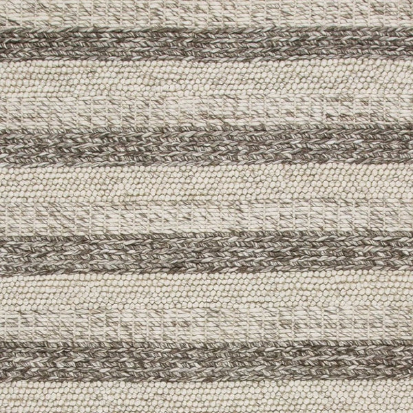 HomeRoots 5' Hand-Woven New Zealand Lambs Wool Striped Area Rug in Brown, Gray & Ivory for Luxurious Comfort 5' X 7' 349793