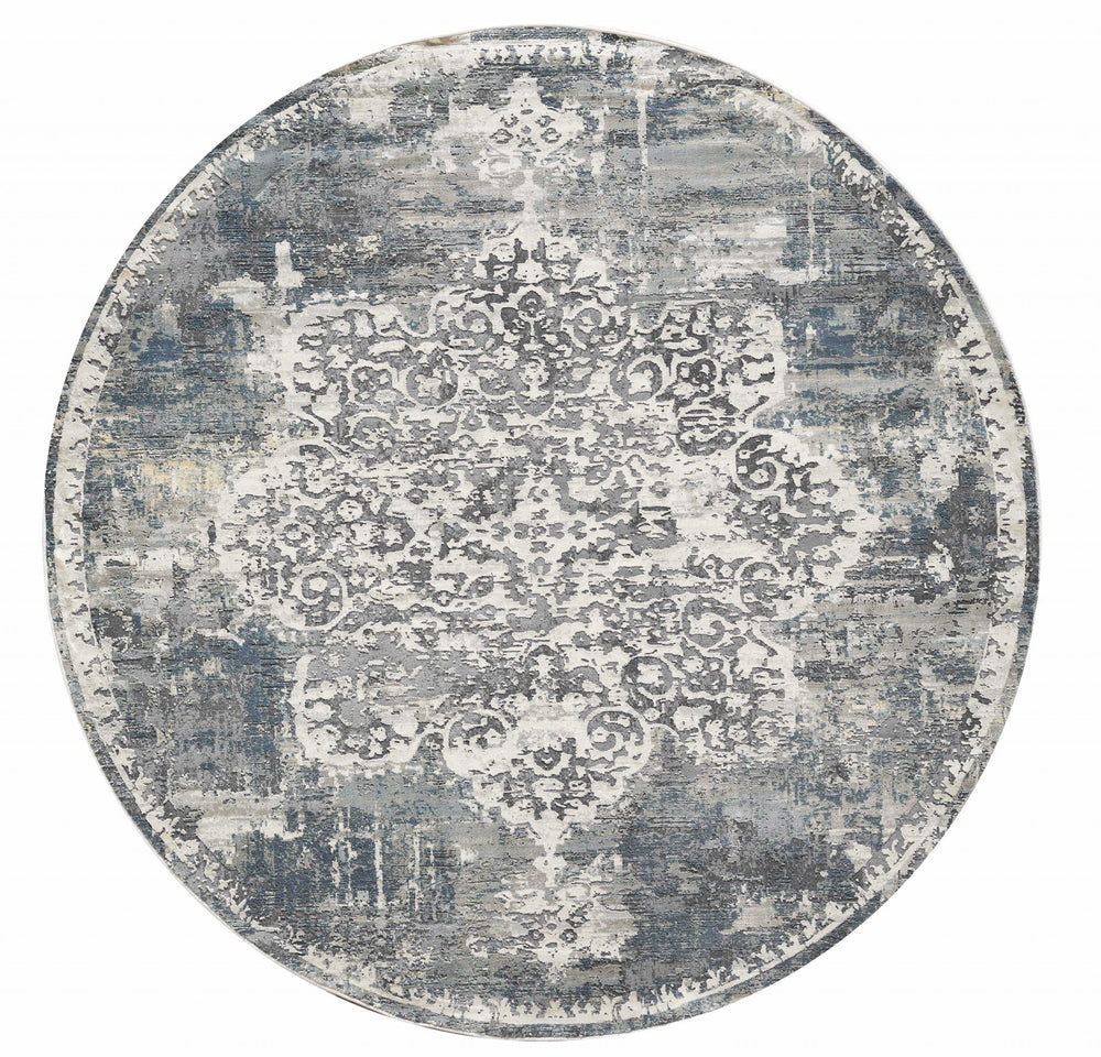 Homeroots 7' Round Polyester Ivory Area Rug  Polyester 349802