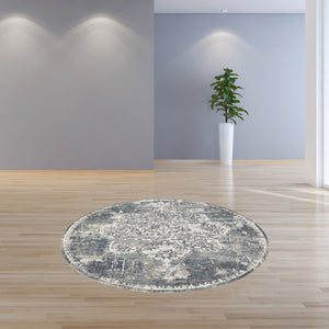 Homeroots 7' Round Polyester Ivory Area Rug  Polyester 349802