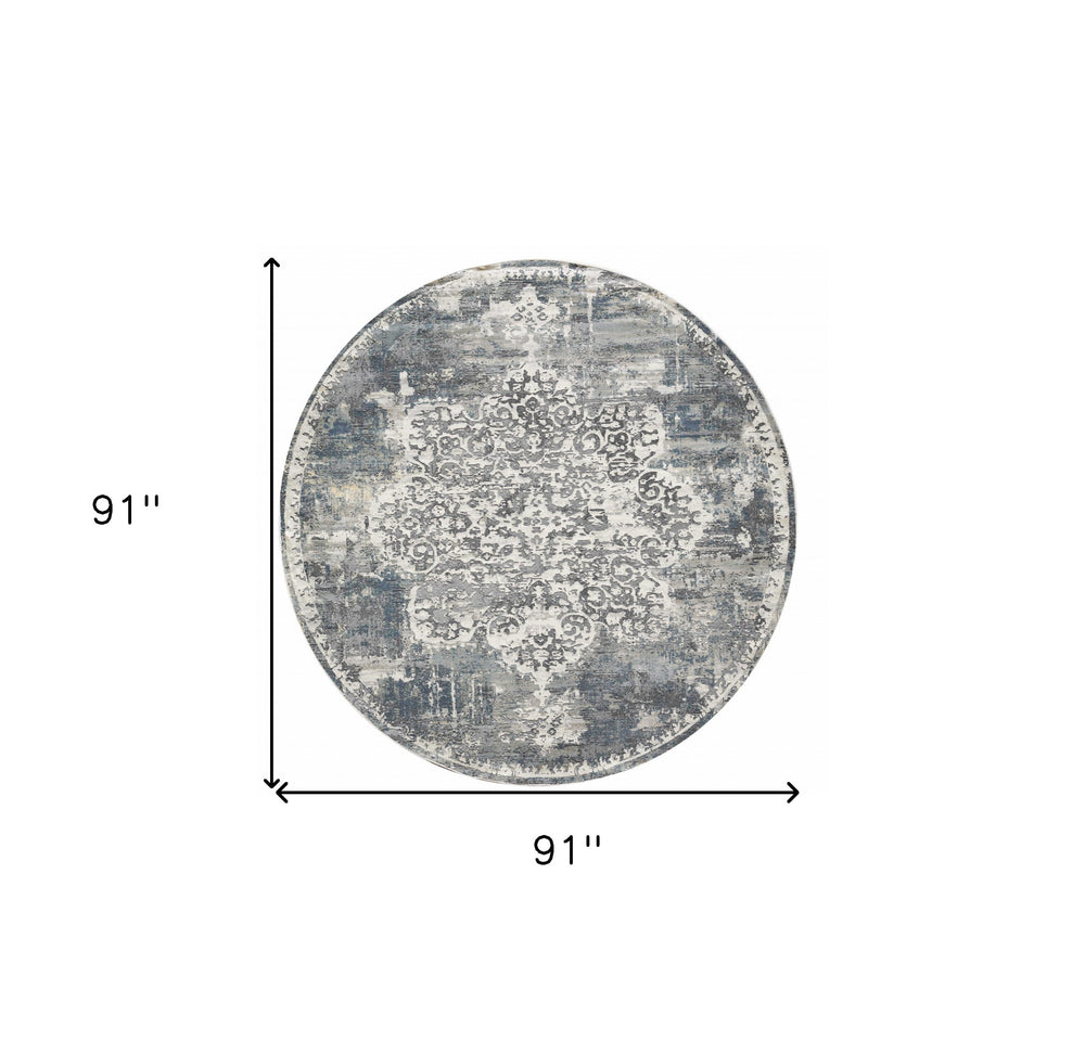 Homeroots 7' Round Polyester Ivory Area Rug  Polyester 349802