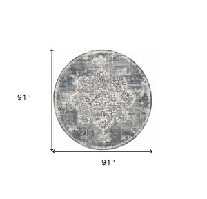 Homeroots 7' Round Polyester Ivory Area Rug  Polyester 349802