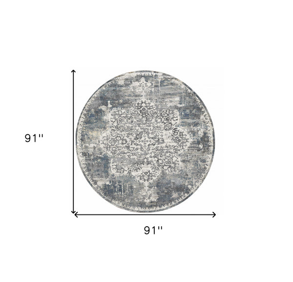 Homeroots 7' Round Polyester Ivory Area Rug  Polyester 349802