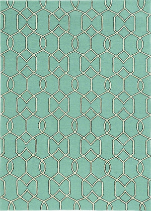 HomeRoots 7' Vibrant Green Moroccan Indoor Outdoor Area Rug - Durable, Stylish Quatrefoil Design for Any Space 7' x 10' 349806