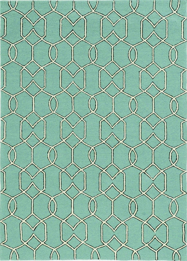 HomeRoots 7' Vibrant Green Moroccan Indoor Outdoor Area Rug - Durable, Stylish Quatrefoil Design for Any Space 7' x 10' 349806