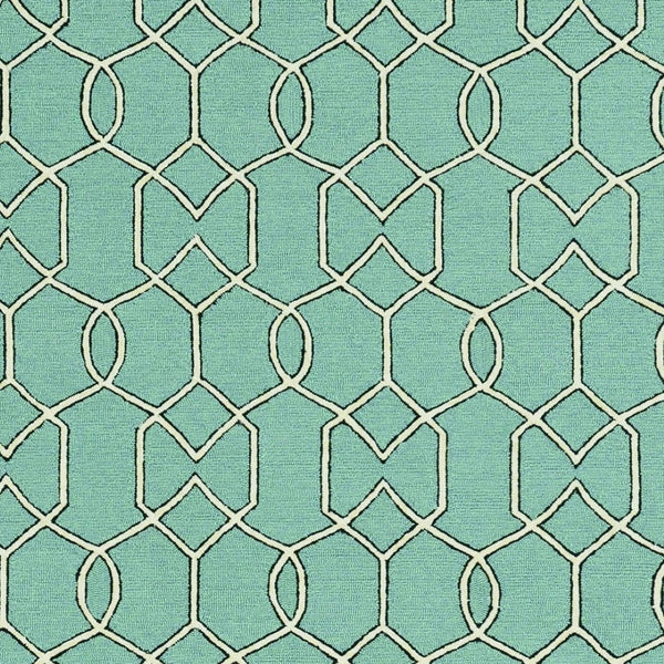 HomeRoots 7' Vibrant Green Moroccan Indoor Outdoor Area Rug - Durable, Stylish Quatrefoil Design for Any Space 7' x 10' 349806