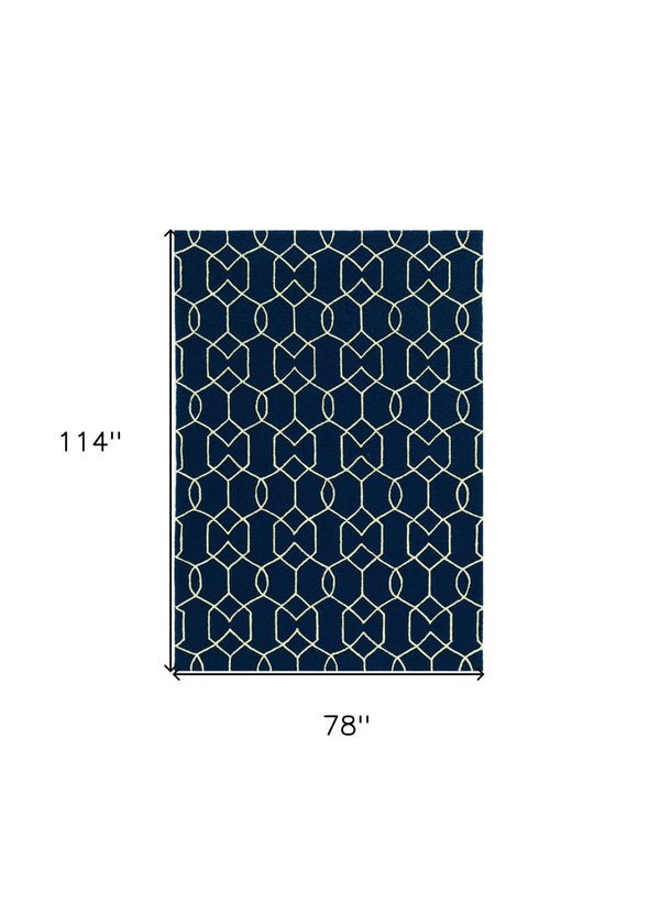 HomeRoots 7' Blue Moroccan Area Rug – Timeless Style for Indoor & Outdoor Spaces, Durable & Easy to Clean 7' X 10' Rectangle 349810