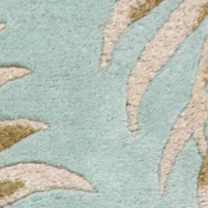HomeRoots 5' Hand-Tufted Wool Botanical Leaves Area Rug in Aqua and Brown for Timeless, Cozy Elegance 5' X 8' 349811