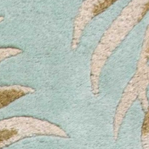 HomeRoots 5' Hand-Tufted Wool Botanical Leaves Area Rug in Aqua and Brown for Timeless, Cozy Elegance 5' X 8' 349811
