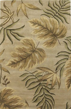 HomeRoots 5' Hand-Tufted Wool Area Rug with Botanical Leaves Design - Soft, Durable, and Timeless Home Accent 5' X 8' 349812