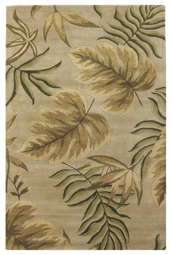 HomeRoots 5' Hand-Tufted Wool Area Rug with Botanical Leaves Design - Soft, Durable, and Timeless Home Accent 5' X 8' 349812