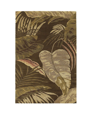 HomeRoots 5' Hand-Tufted Wool Area Rug with Brown and Beige Botanical Leaves – Artisanal Comfort for Every Room 5' X 8' 349813