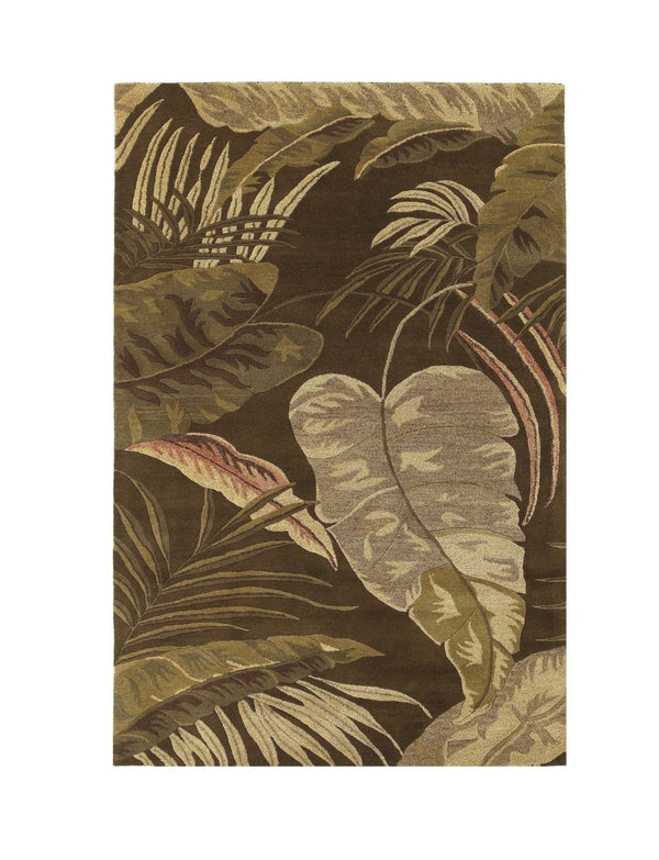 HomeRoots 5' Hand-Tufted Wool Area Rug with Brown and Beige Botanical Leaves – Artisanal Comfort for Every Room 5' X 8' 349813