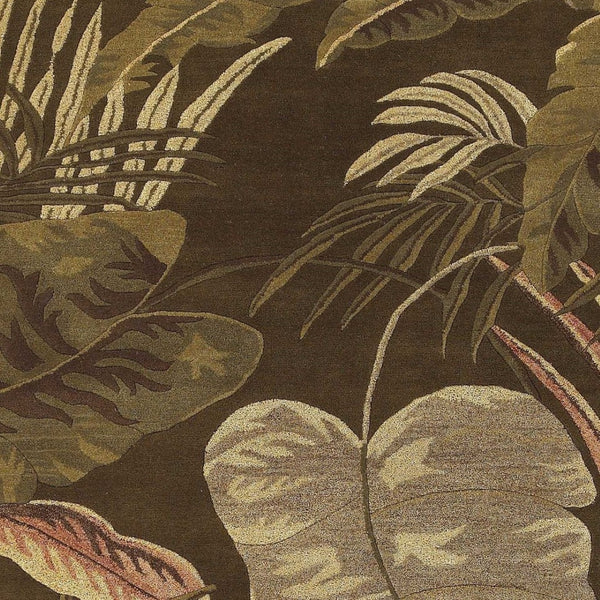 HomeRoots 5' Hand-Tufted Wool Area Rug with Brown and Beige Botanical Leaves – Artisanal Comfort for Every Room 5' X 8' 349813