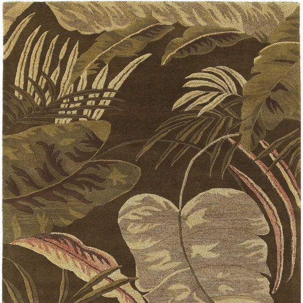 HomeRoots 5' Hand-Tufted Wool Area Rug with Brown and Beige Botanical Leaves – Artisanal Comfort for Every Room 5' X 8' 349813