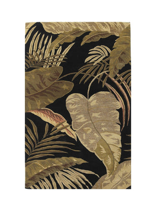 HomeRoots 5' Elegant Hand-Tufted Wool Area Rug with Botanical Leaves Design for Cozy Living Spaces and Style 5' X 8' 349814