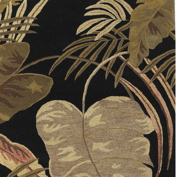 HomeRoots 5' Elegant Hand-Tufted Wool Area Rug with Botanical Leaves Design for Cozy Living Spaces and Style 5' X 8' 349814