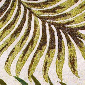 HomeRoots 5' Natural Green and Brown Wool Botanical Leaves Hand-Tufted Area Rug for Cozy Modern Spaces 5' X 8' 349816