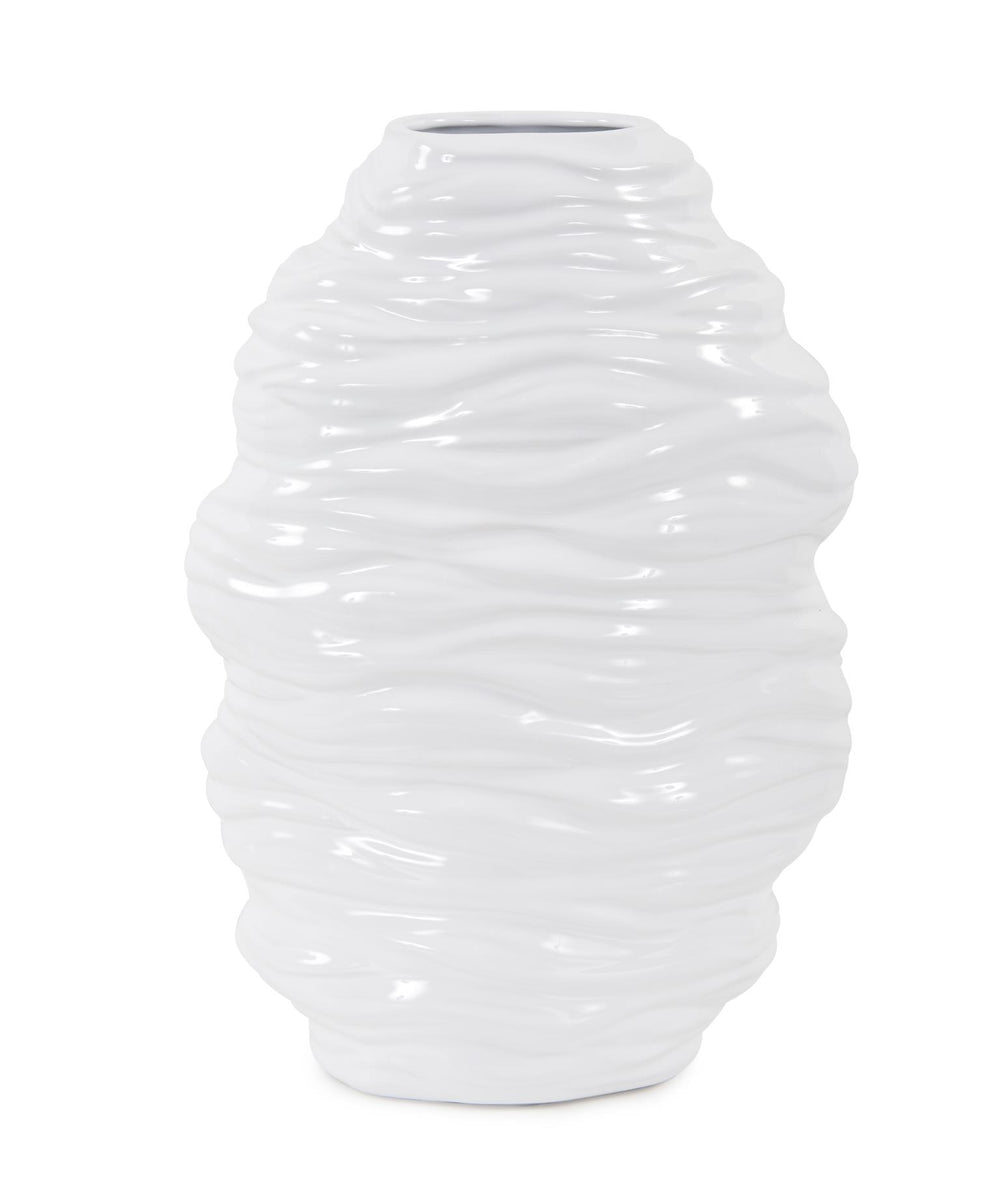 Howard Elliott Ebb Vase - Hand-painted Ceramic Masterpiece Inspired By Ocean Waves, Perfect For Fresh Flowers White Ceramic 34982-howard-elliott