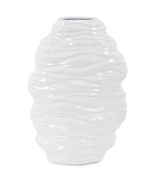 Howard Elliott Ebb Vase - Hand-painted Ceramic Masterpiece Inspired By Ocean Waves, Perfect For Fresh Flowers White Ceramic 34982-howard-elliott
