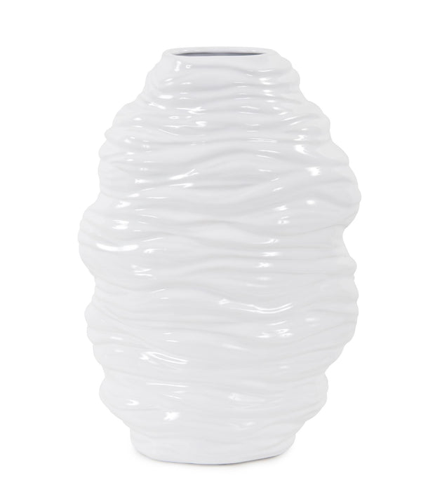 Howard Elliott Ebb Vase - Hand-painted Ceramic Masterpiece Inspired By Ocean Waves, Perfect For Fresh Flowers White Ceramic 34982-howard-elliott