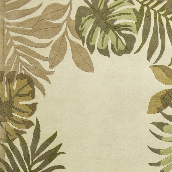 HomeRoots 5' Hand-Tufted Wool Area Rug with Elegant Ivory and Green Botanical Design for Cozy Interiors 5' X 8' 349821
