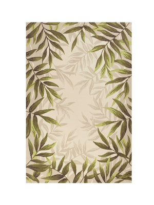HomeRoots 5' Hand-Tufted Wool Area Rug with Elegant Ivory and Green Botanical Design for Cozy Interiors 5' X 8' 349821