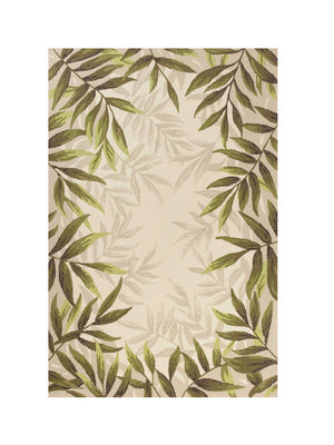 HomeRoots 5' Hand-Tufted Wool Area Rug with Elegant Ivory and Green Botanical Design for Cozy Interiors 5' X 8' 349821