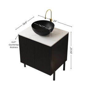 English Elm Dina Floating Bathroom Vanity with Sintered Stone Top and Crystal Glass Basin W2615S00660