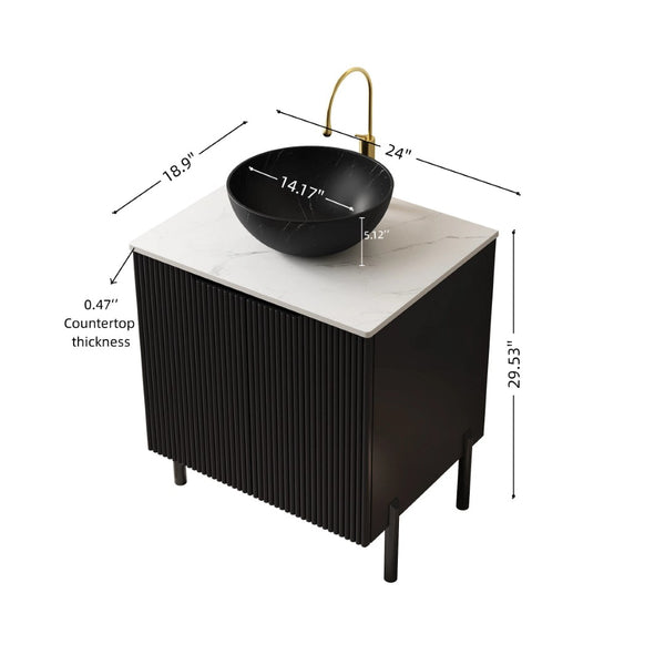 English Elm Dina Floating Bathroom Vanity with Sintered Stone Top and Crystal Glass Basin W2615S00660