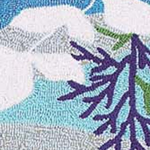 Homeroots 8' X 10' Blue Hand Hooked Marine Life Indoor Area Rug  Polyester 349826