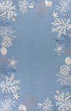 Homeroots 8' X 10' Sea Blue Hand Hooked Bordered Coral Reef Indoor Area Rug  Polyester 349828