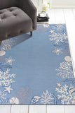 Homeroots 8' X 10' Sea Blue Hand Hooked Bordered Coral Reef Indoor Area Rug  Polyester 349828