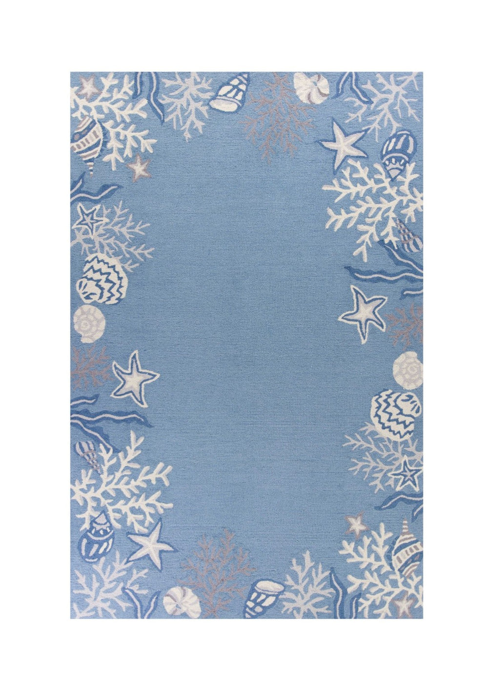 HomeRoots 8' Coastal Charm Hand-Tufted Area Rug with Fish and Coral Motif in Blue-Gray for Stylish Homes 8' X 10' 349828