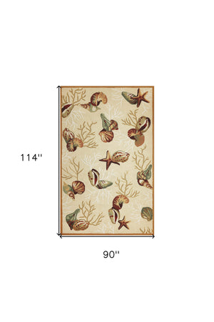 Homeroots 7' X 9'  Polyester Beige Area Rug  Polyester 349829