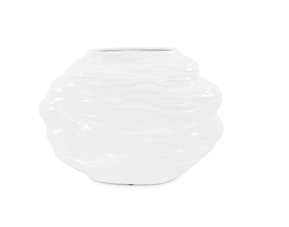 Howard Elliott Ebb Vase - Hand-painted Ceramic Masterpiece Inspired By Ocean Waves, Perfect For Fresh Flowers White Ceramic 34982-howard-elliott