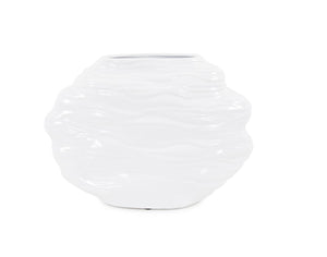 Howard Elliott Ebb Vase - Hand-painted Ceramic Masterpiece Inspired By Ocean Waves, Perfect For Fresh Flowers White Ceramic 34983-howard-elliott